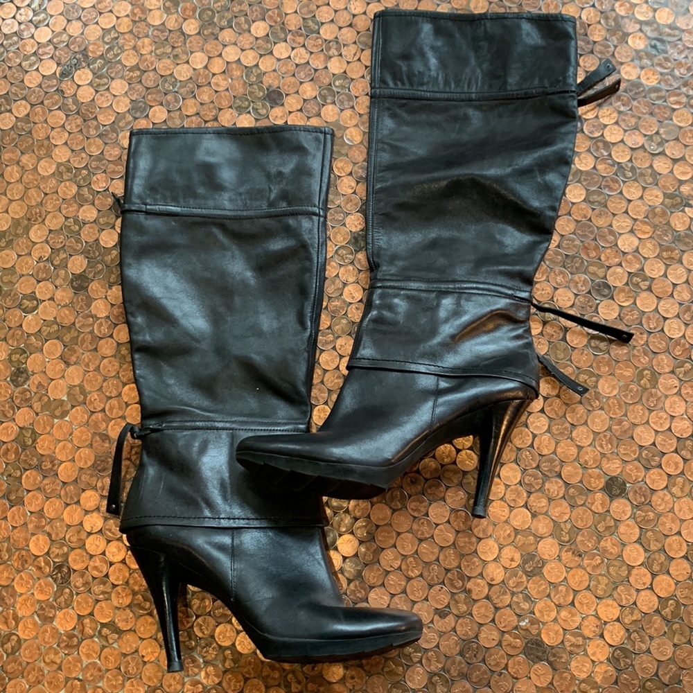 Nine West Black Leather Boots, Size 8.5